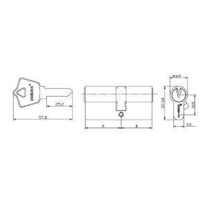 6 PIN KEY+KEY CYLINDER DK