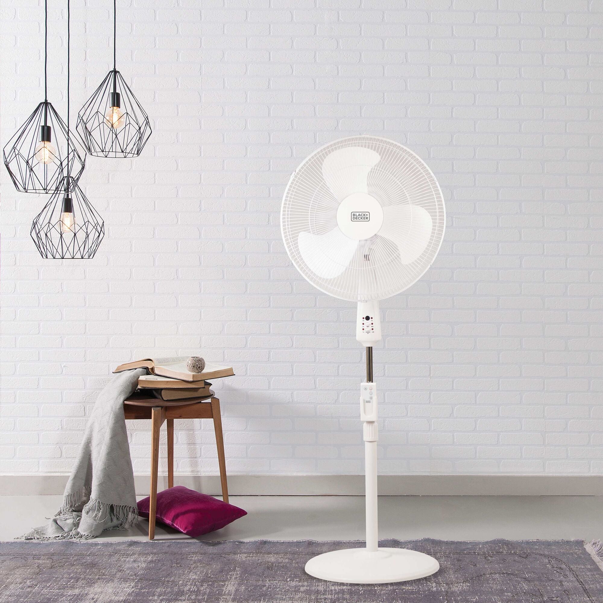 18 In. Stand Fan With Remote, White - Image 2