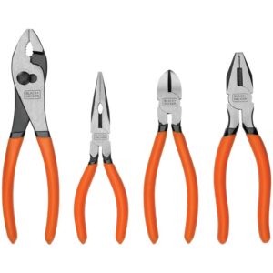 Plier Set, 4-Piece, 8 in., 7 in., two 6 in., With Comfort Grip - ISSUE WITH PIECES IN BOX AT GXO